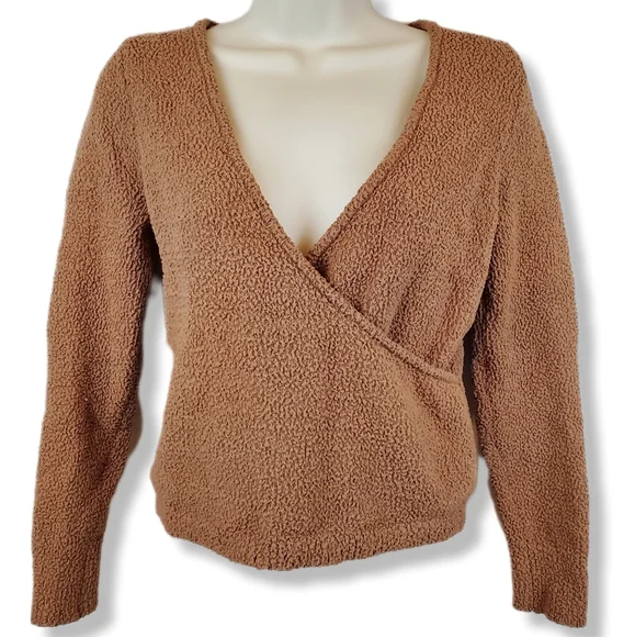 Zara Sweaters Zara Sherpa Knit Wrap Front Sweater Top Size L